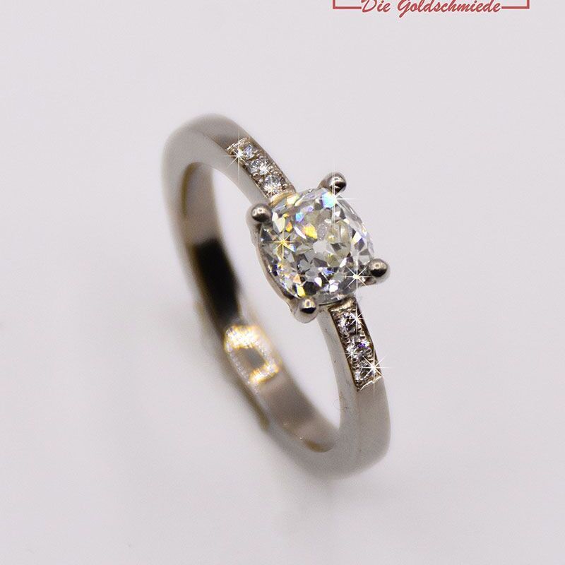 Antragsring Solitärring mit Altschliff Diamant