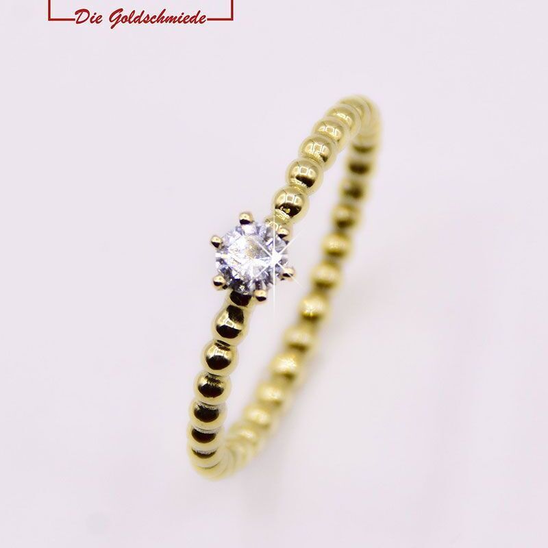 Antragsring Gelbgold mit Altschliff Diamant