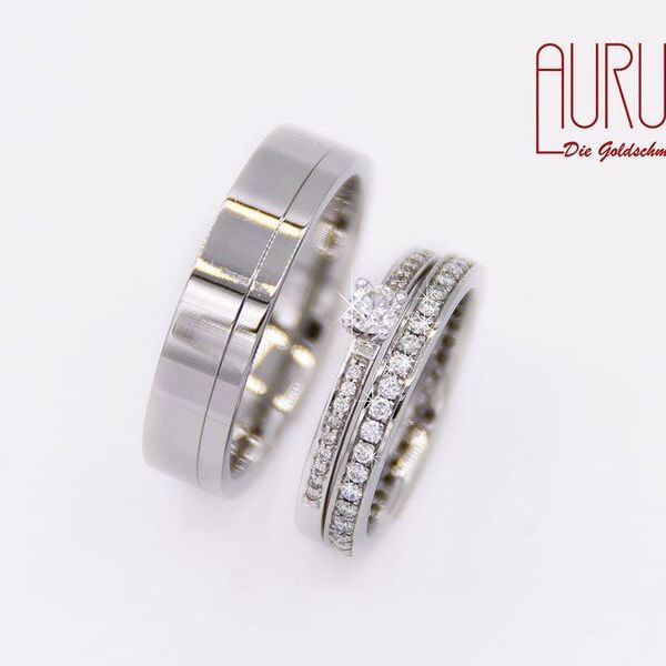 Trauringe Platin 600 Memoirering und Verlobungsring
